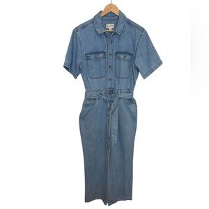 Universal Thread Denim Short Sleeve Belted Jumpsuit Size 12